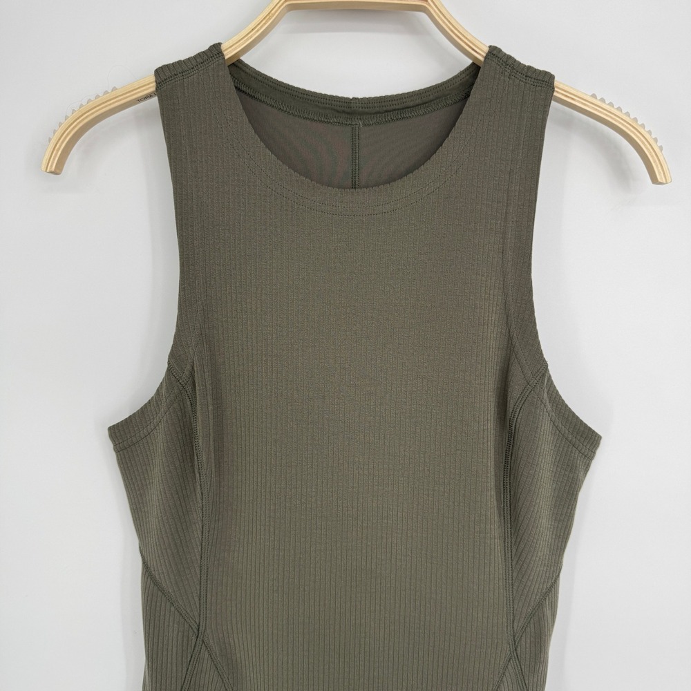 Lululemon Ribbed Softstreme Slim-Fit Tank Dress 8 Green Athleisure Casual Mini - Picture 4 of 10